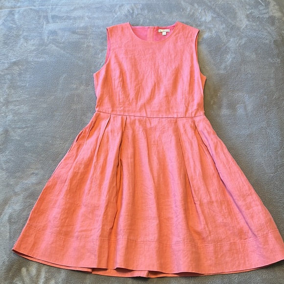 NWT GAP Coral Linen Fit & Flare Sleeveless Dress - Picture 3 of 16